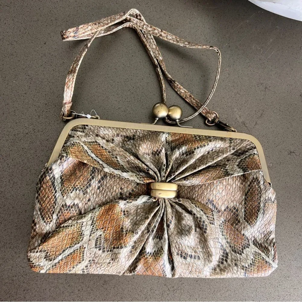 Jessica Simpson Faux Snakeskin Clutch Bag with Strap